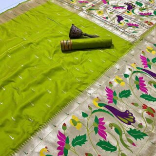 Lotous Border Paithani