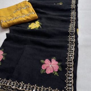 fulwari bloom saree(BLACK )