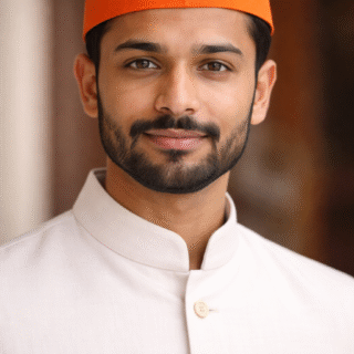 bhagwa colour manchar topi (10Quantity) #jh020